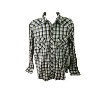 WRANGLER Western Shirt Pearl Snap Long Sleeve Button Up Men's Size 2XL Checkered